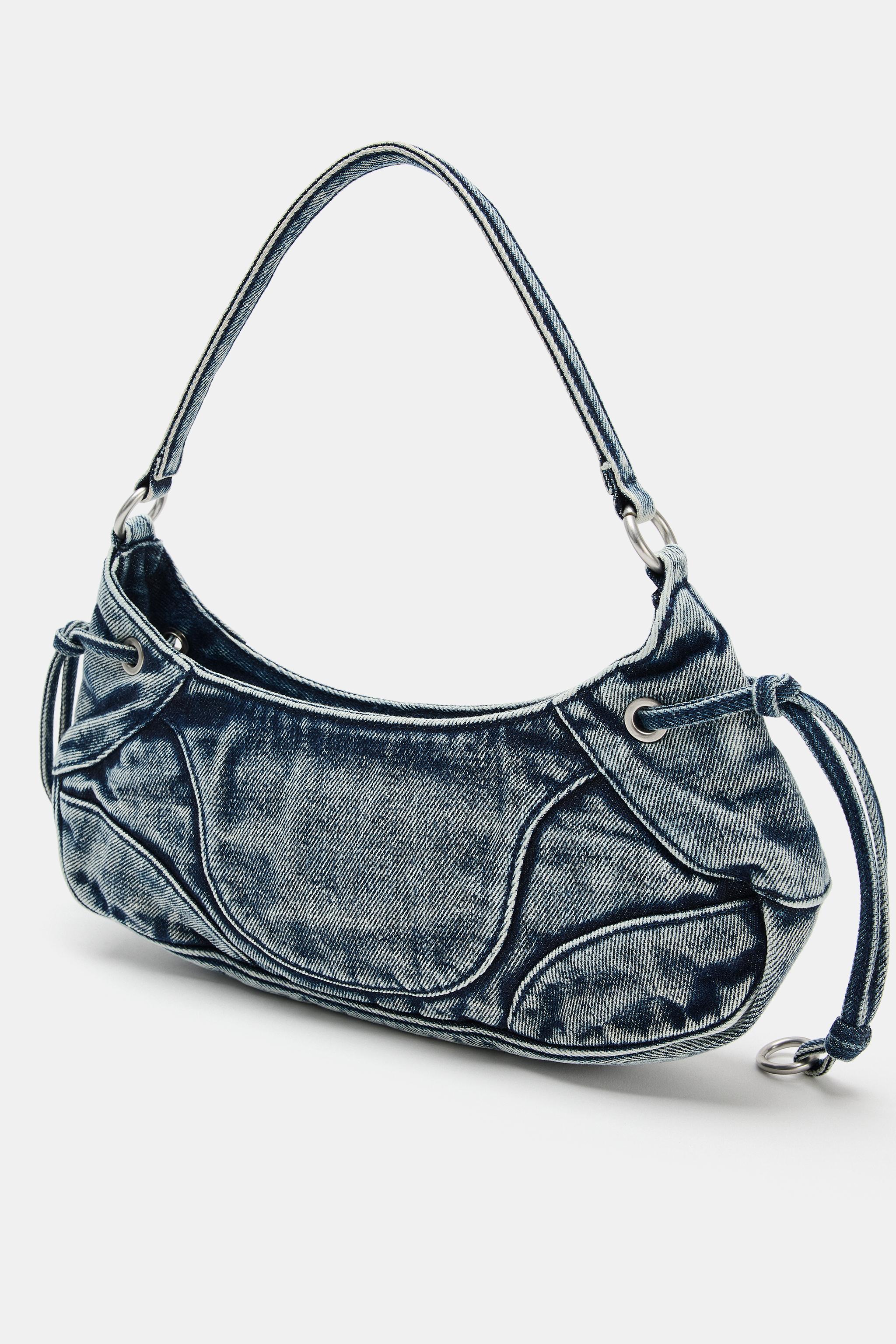 DENIM EFFECT SHOULDER BAG